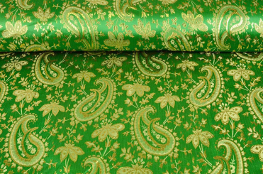 Brokat - Paisley - Grün/Gold 