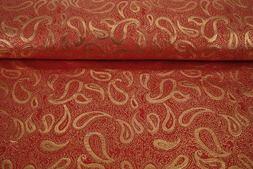 Brokat - Paisley - Rot/Gold 