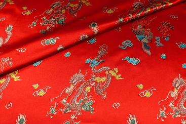 Satin - China-Drache - Rot 