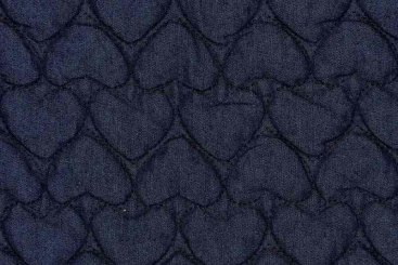 Jeansstoff gesteppt - Denim Hearts 