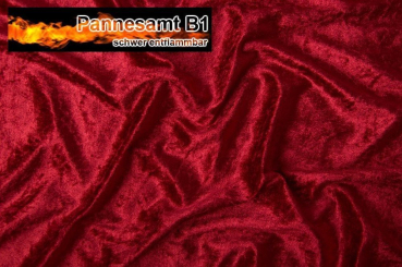 Pannesamt B1 - schwer entflammbar - Kirsch - 1,0 Meter 