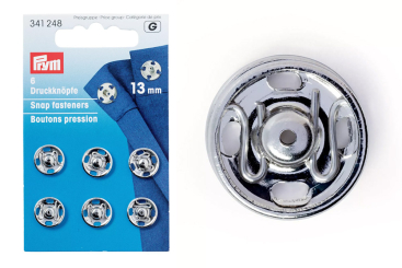 Annäh-Druckknöpfe 13 mm - Silber - 6 Stück 