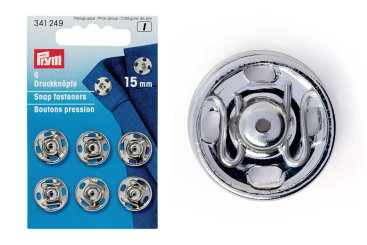 Annäh-Druckknöpfe 15 mm - Silber - 6 Stück 