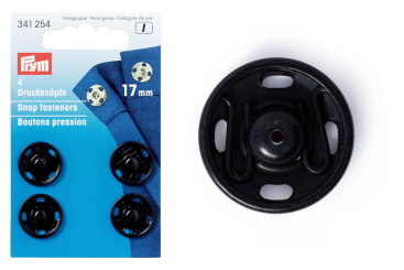 Annäh-Druckknöpfe 17 mm - Schwarz - 4 Stück 