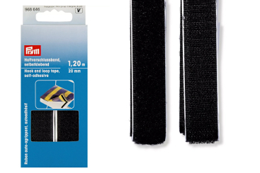 Haftverschlussband - 2 cm - selbstklebend Schwarz je 1,2 m 