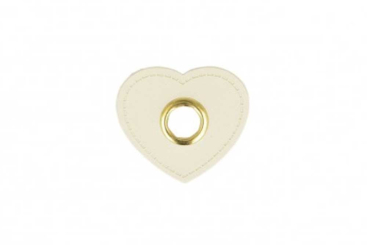 Ösen-Kunstlederpatch Herz - 4er-Pack - Creme 