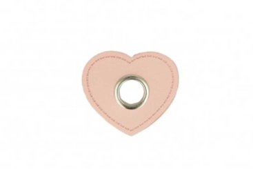 Ösen-Kunstlederpatch Herz - 4er-Pack - Rosa 