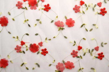Mesh bestickt - Red Flower 
