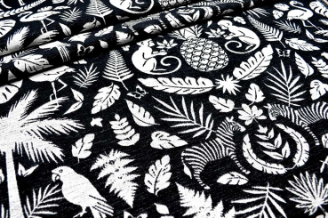 Wende-Jacquard Chenille - Afrika - Weiß/Schwarz 