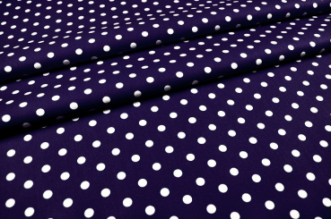 Baumwollstoff - Big Dots - Nachtblau/Weiß 