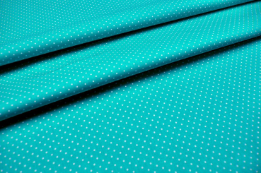 Patchwork-Stoff Léger - Small Dots - Petrol/Weiß 