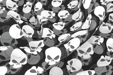 Polarfleece-Stoff - 3d-Totenköpfe 