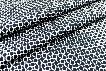 Baumwoll-Stretch - Dots Allover - Weiß/Nachtblau 