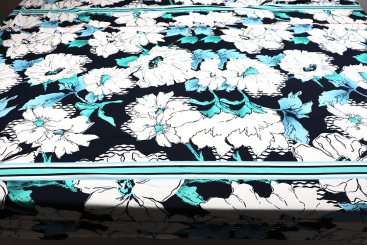 Viskose-Paneljersey - Aqua Flower 
