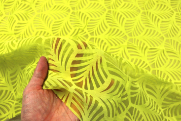 Transparenter Bekleidungsstoff - Neongelbe Blätter 