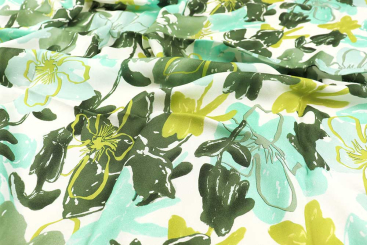 Viskosestoff leicht und transparent - Sunny Flowers 