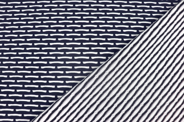 Strukturjersey - Stripe Mix - Navy/Weiß 