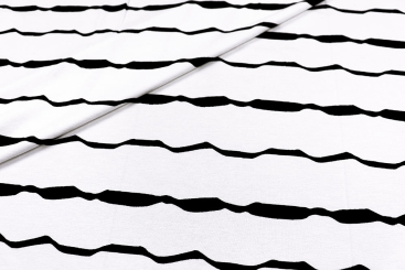 Viskosejersey - Irregular Stripes - Weiß/Schwarz 