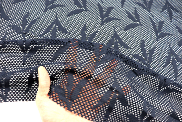 Stretch-Mesh Premium - Leaves - Nachtblau 