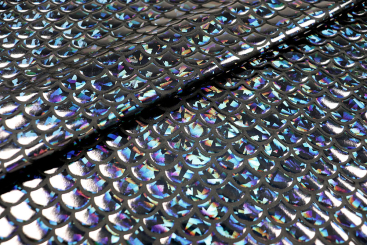 Tanzkleiderstoff Hologramm - Schuppe - Schwarz 