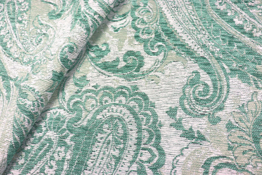 Möbelstoff - Chenille Paisley - Grün 