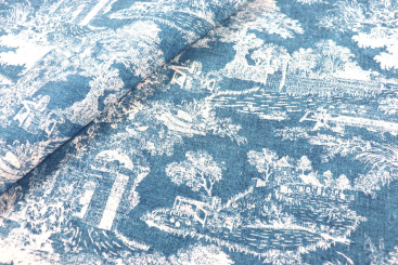 Dekostoff - Toile de Jouy Seneca - 280 cm - Blau 