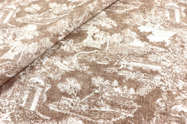 Dekostoff - Toile de Jouy Seneca - 280 cm - Sand 