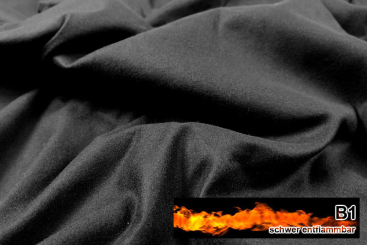 Fertig-Gardine - Thermo-Molton - schwer entflammbar - a: 110 x b: 80 cm - Schwarz 