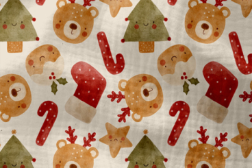 Weihnachts-Musselin - Rentier-Teddy 