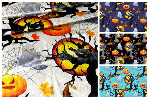 Niedliches Halloween-Motiv auf weichem Pannesamt Pannesamt Halloween Pannesamt Pannesamt - It's HalloweenFarbtafel für den Pannesamt It`s Halloween