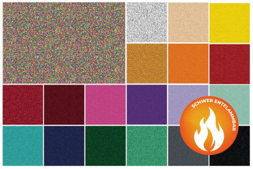 Permanent schwer entflammbarer Dekostoff mit Melange-Aufdruck 102 102476 Treviracs Texture Mitb1 Permanent schwer entflammbar Trevira CS - TextureTrevira-CS-Stoff, einfarbig mit Melange-Effekt