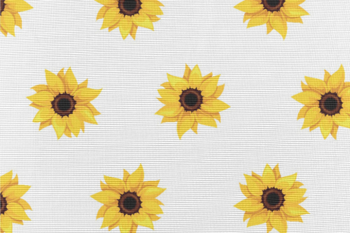 Feines Maschennetz, mit großen Sonnenblumen 102407 Moskitonetz Stoff Sonnenblumen 1 Moskitonetz Meterware Moskitonetz-Stoff - SonnenblumenHübsche Sonnenblumen auf dicht verwebtem Netz