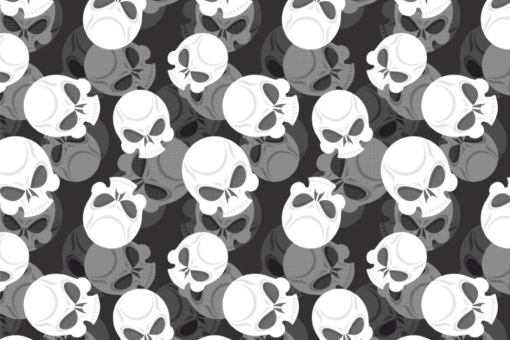Wärmender Polar-Fleece  - wunderbar weich und flauschig, mit Antipilling-Ausrüstung mit Totenkopf-Motiv 103390 Polarfleece Stoff Totenkoepfe(1) Fleecestoffe Polarfleece-Stoff - 3d-TotenköpfeWeicher Fleecestoff mit Totenkopf-Motiv in Schwarz/Weiß/Grau