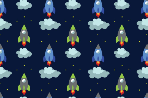 Time to fly to Space! Baumwolle mit coolem Motiv für kleine Austronauten 106091 Baumwolle Mundschutz Rakete Blau(1) Baumwolle Kinder Baumwollstoff - Space Ship