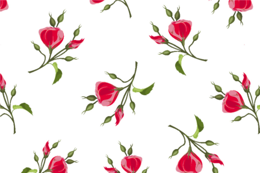 Der ideale Gardinenstoff für alle Einrichtungen im ländlichen Stil 106898 Voile Rosenknospen Weiss Gardinen transparent Voile-Gardinenstoff - Season of the RoseWeißer Gardinenstoff mit rotem Rosenmuster