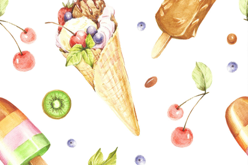 Perfekt für Kinderzimmer im Sommer - luftig-leichter Gardinenstoff mit buntem Motiv! 128 108768 Voile Vorhangstoff Icecream Kinderstoffe Voile-Gardinenstoff  - SummertimeGardinenstoff mit Eiskugeln