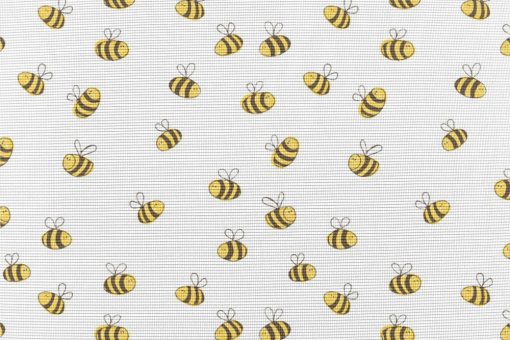 Feines Maschennetz, das sicher vor den ungeliebten Mücken und Fliegen schützt, einseitig bedruckt mit einem Hönigsüßem-Motiv für Kinder 133 107354 Moskitonetz Suesse Bienen Moskitonetz Meterware Moskitonetz Meterware - Süße Bienen