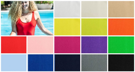 Superelastischer, blickdichter Stoff für individuelle Bademode 30201 Badeanzugstoff S4y Neu Badeanzugstoffe / Lycra Lycra BadeanzugstoffBadeanzugstoff in verschiedenen Farben