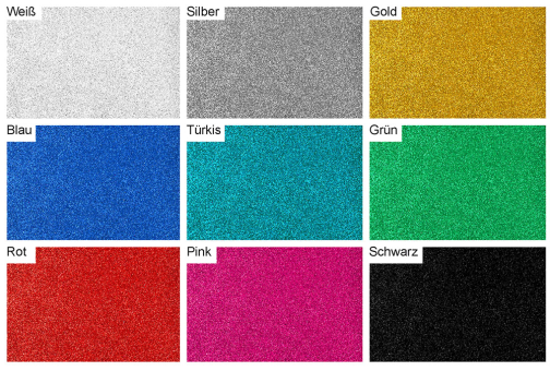 Herrlich funkelnde Moosgummi-Meterware für effektvolles Basteln und mehr 32311 Moosgummi Meterware Glitzer S4y Bastelzeit Moosgummi Glitzer - MeterwareFarbtafel mit glitzerndem Moosgummi in verschiedenen Farben