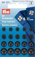 341271 Vs P1 Druckknöpfe Annäh-Druckknöpfe 6 - 11 mm -  Schwarz  - 20 Stk.