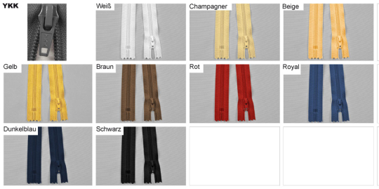 7030 Ykk Nichtteilbar Farbtafel S4 Mit Neu Kunststoff YKK-Kunststoff-Reißverschluss - nicht teilbar - 20 cm