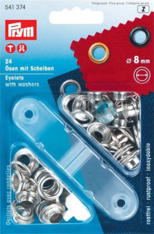 Ösen Set - 8 mm rostfrei - Mit einem Innendurchmesser von 8 mm, rostfrei. Geliefert werden die Ösen in einem Set, 24 Stück Inhalt, mit Werkzeug. 8mm Ösen Ösen Set - 8 mm rostfrei - Silber
