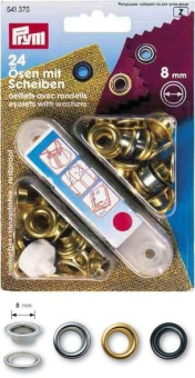 Ösen Set - 8 mm rostfrei - Mit einem Innendurchmesser von 8 mm, rostfrei. Geliefert werden 24 Stück 8mm Alle Farben Z1 Ösen Ösen Set - 8 mm rostfrei - Goldfarben