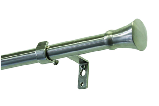 Komplettset aus Gardinenstange mit Endknöpfen, Trägern aus Metall GZG1099 Stilgarnitur Stilgarnitur - Metall-Gardinenstange - Ø 16/19 mm - 120 - 210 cm - Konus - Edelstahl-Optik