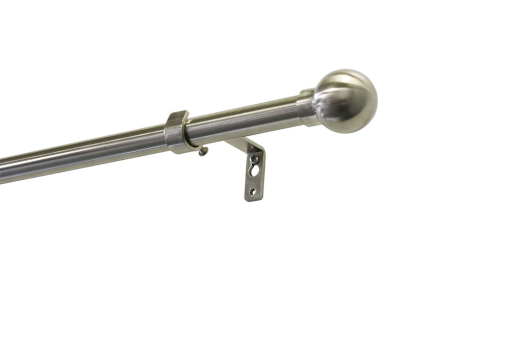 Komplettset aus Gardinenstange mit Endknöpfen, Trägern aus Metall GZG1101 Stilgarnitur Stilgarnitur - Metall-Gardinenstange - Ø 16/19 mm - 120 - 210 cm - Kugel - Edelstahl-Optik