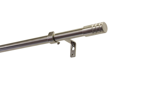 Komplettset aus Gardinenstange mit Endknöpfen, Trägern aus Metall GZG1102 Stilgarnitur Stilgarnitur - Metall-Gardinenstange - Ø 16/19 mm - 120 - 210 cm - Zylinder - Edelstahl-Optik
