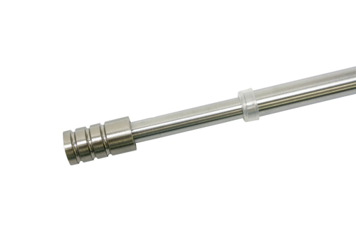 Vitragestange aus Metall mit Zylinder-Endknöpfen GZG1103 Vitrage / Cafehaus GARDINIA Metall-Vitragestange - Ø 10 mm - 80 - 110 cm - 2 Träger - Zylinder - Edelstahl-Optik