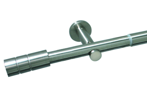 Komplettset aus Gardinenstange mit Endknöpfen, Trägern aus Metall GZG1123 Stilgarnitur GARDINIA Stilgarnitur - Metall-Gardinenstange - Ø 22/25 mm - 100 - 190 cm - Zylinder - Edelstahl-Optik
