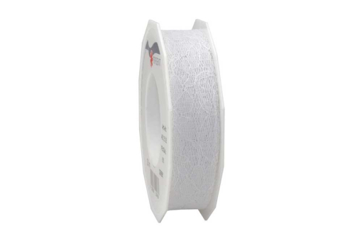 Schmales, weißes Spitzenband in 2,5 cm Breite für verspielte Dekorationen Ba104001 Top-Seller Spitzenband Weiß - 25 mm - 25 m Rolle