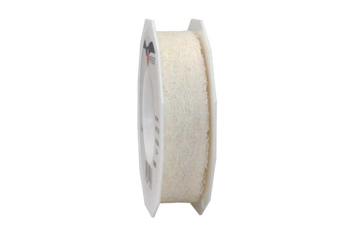 Schmales Spitzenband in Champagner in 2,5 cm Breite für festliche Dekorationen Ba104040 Top-Seller Spitzenband Champagner - 25 mm - 25 m Rolle
